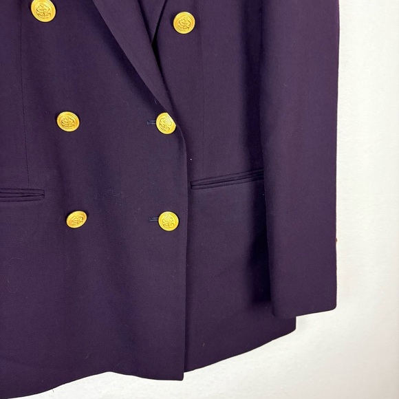 Talbots Vintage Purple Military Wool Blazer with Gold Buttons - Picture 2 of 7